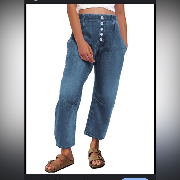 NWOT Tapered Blue Boyfriend Jeans Relaxed Fit Button Fly Harem Size 8 - Picture 1 of 8